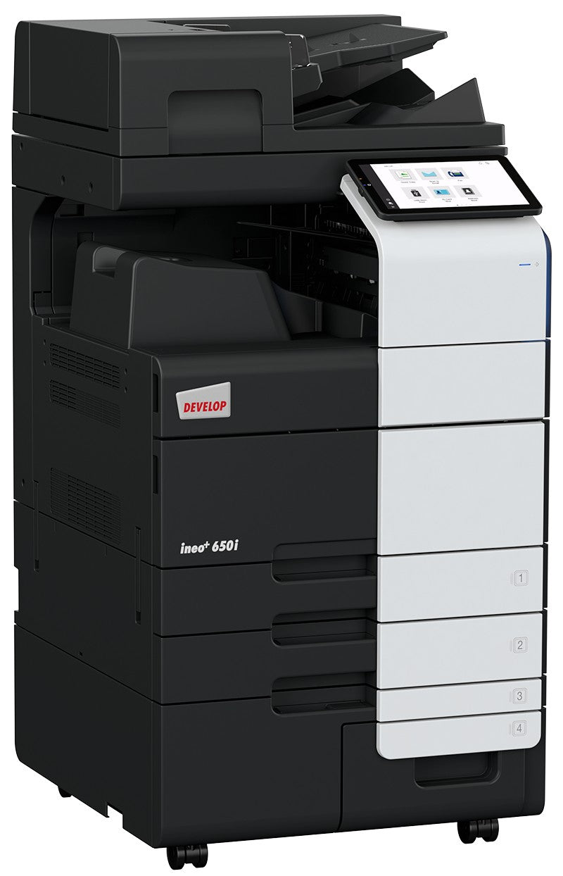 Develop Copier Color Konica Model INEO+650i with Print/Scan/NIC/Duplex/Drum/Developer 220v/60HZ #AA7N141 + Copier Desk DK-516 + Toner YMCK