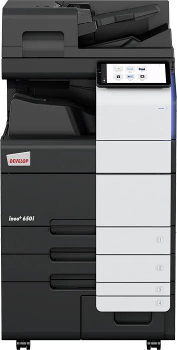 Develop Copier Color Konica Model INEO+650i with Print/Scan/NIC/Duplex/Drum/Developer 220v/60HZ #AA7N141 + Copier Desk DK-516 + Toner YMCK