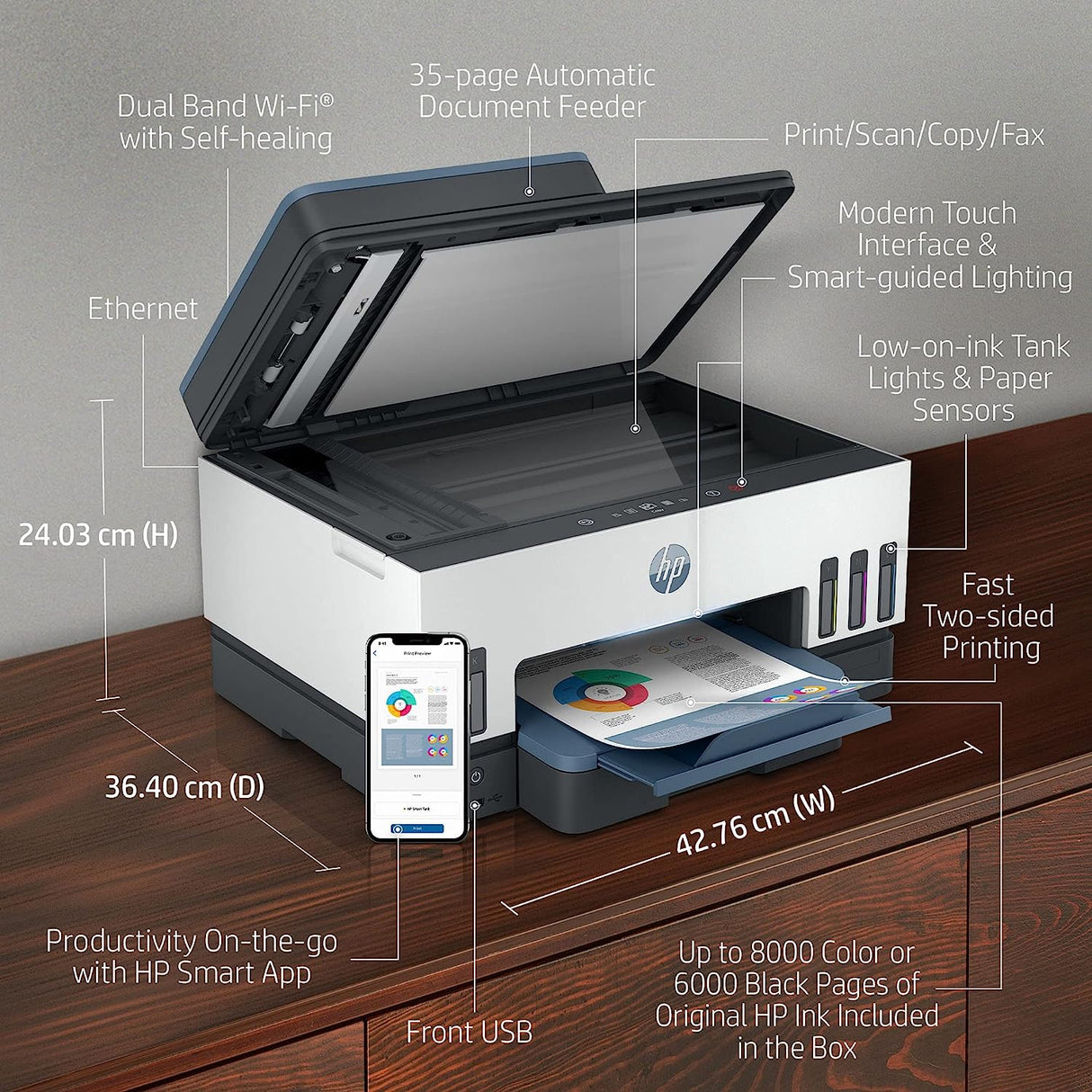 HP Printer AIO Smart Tank 795/28B96A Wireless Mfp (Copy/Fax/Print/Scan)