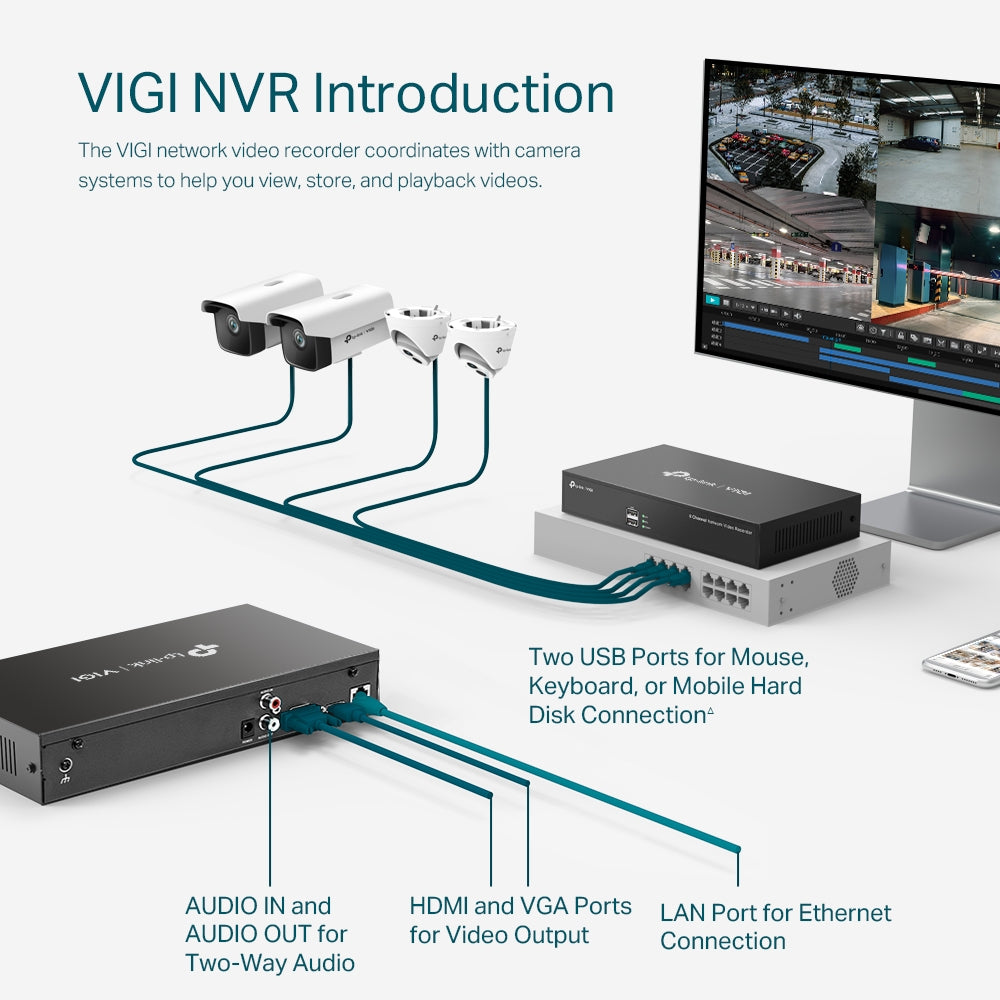 جهاز تسجيل فيديو شبكي TP-Link VIGI NVR1008H ثماني القنوات