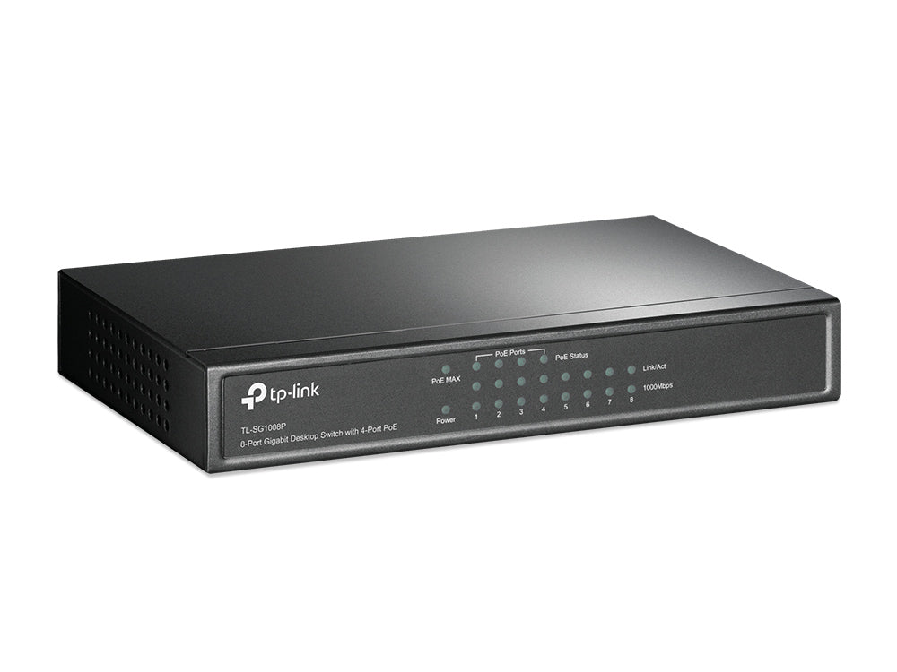TP-Link TL-SG1008P محول جيجابت لسطح المكتب مزود بـ 8 منافذ مع 4 منافذ PoE+