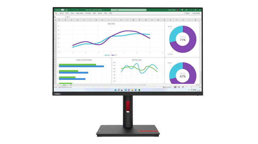 Lenovo ThinkVision | 63D3GAT1SD | T32h-30 31,5 inch 2K QHD Monitor (IPS Panel, 60Hz, 4ms, HDMI, DP, USB-C, Ethernet, Phone Holder) - Tilt/Swivel/Lift/Pivot Stand ,3Years warranty
