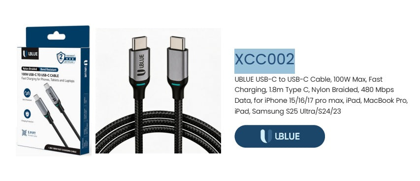 UBlue Type-C to C Cable 1OOW (XCC002)