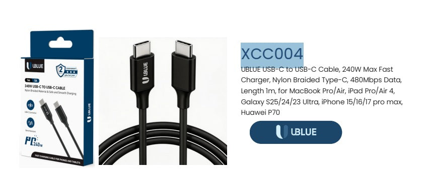 UBlue Type-C to C Cable 24OW (XCC004)