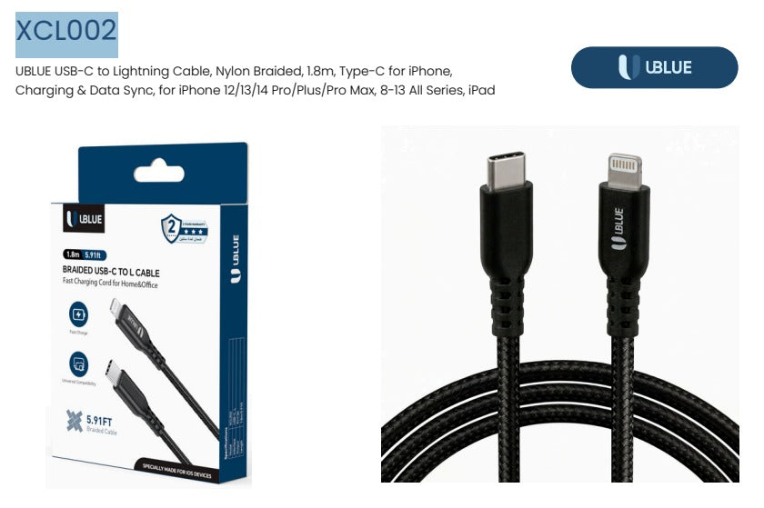 UBlue Braided Type-C to Lightning Cable (XCL002)
