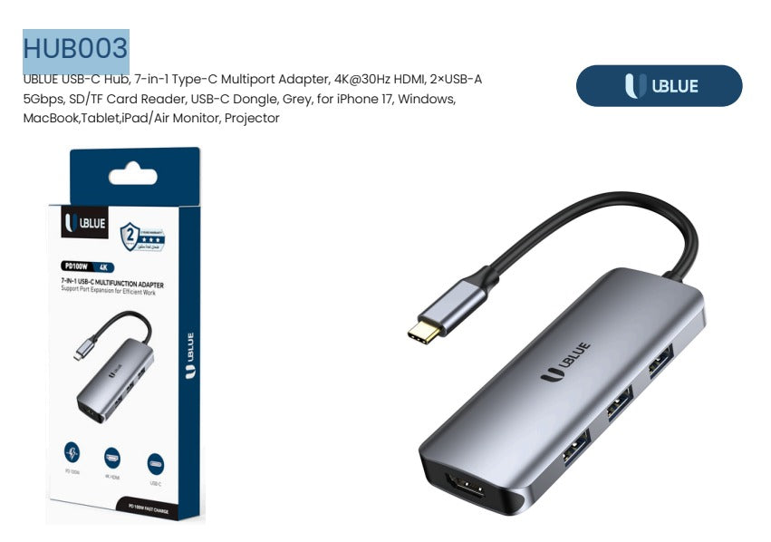 UBlue 7 IN 1 Type-C HUB (HUB003)