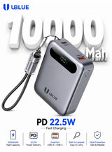UBlue Mini Power Bank 10000mAh with BuiltIn USB-C Cable(PB003)