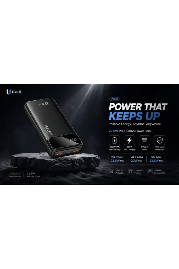 UBLUE Power Bank 20000mAh, Portable(PB002)