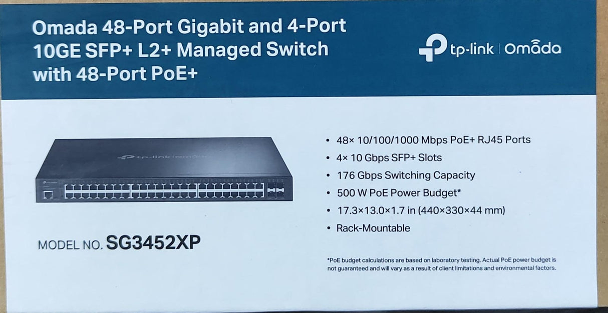 TP-Link TL-SG3452XP JetStream™ 48-Port Gigabit and 4-Port 10GE SFP+ L2+ Managed