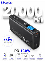 UBlue Laptop Power Bank 20000mAh,130W USB-C Portable Charger(PB007)