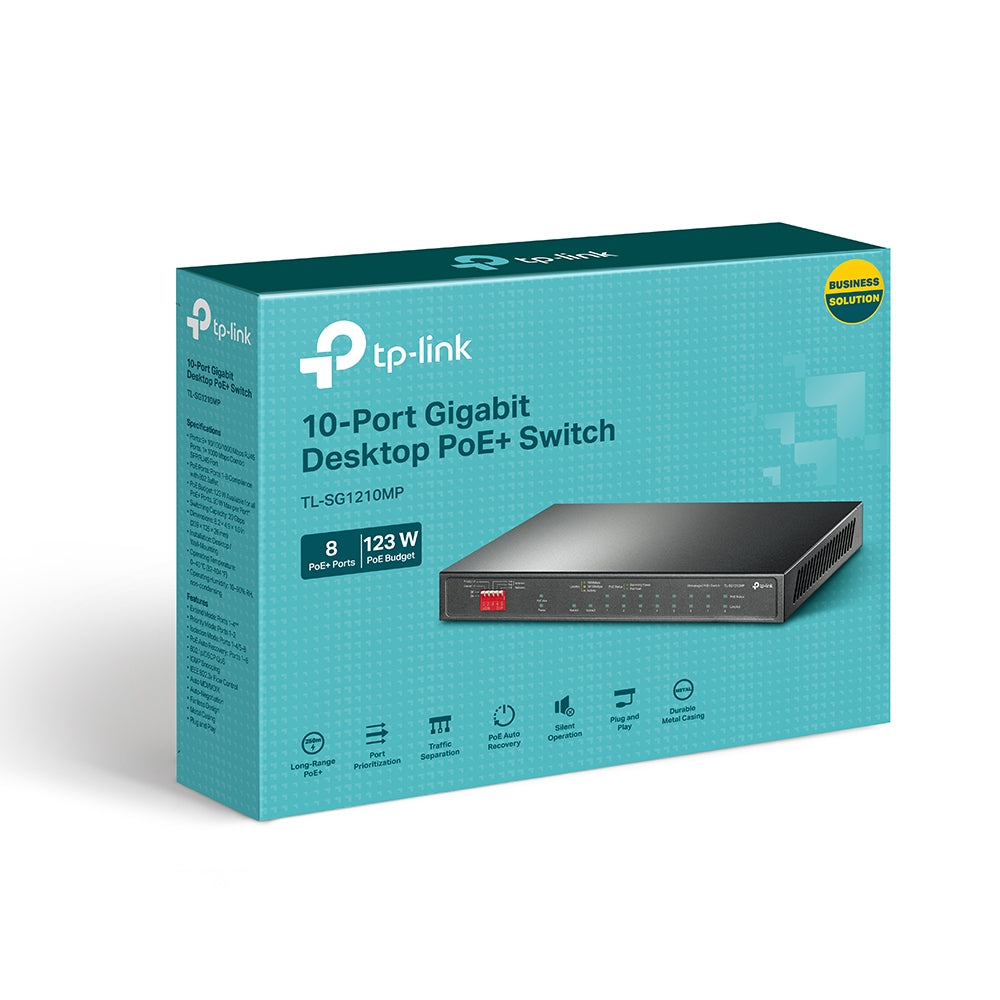 TP-Link TL-SG1210MPE محول جيجابت سهل الاستخدام مزود بـ 10 منافذ مع 8 منافذ PoE+