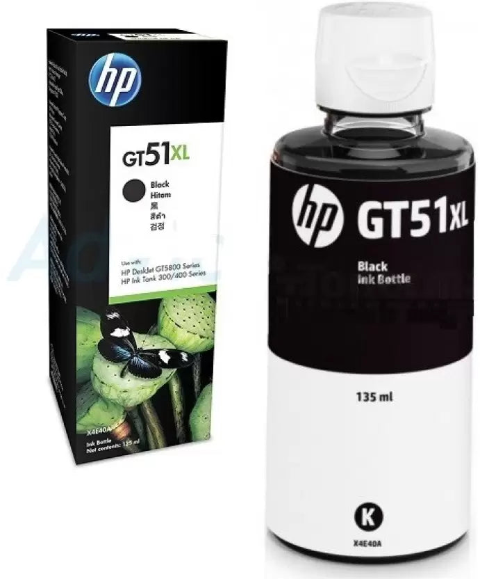 حبر HP الأصلي باللون الأسود GT51XL/X4E40AE سعة 135 مل