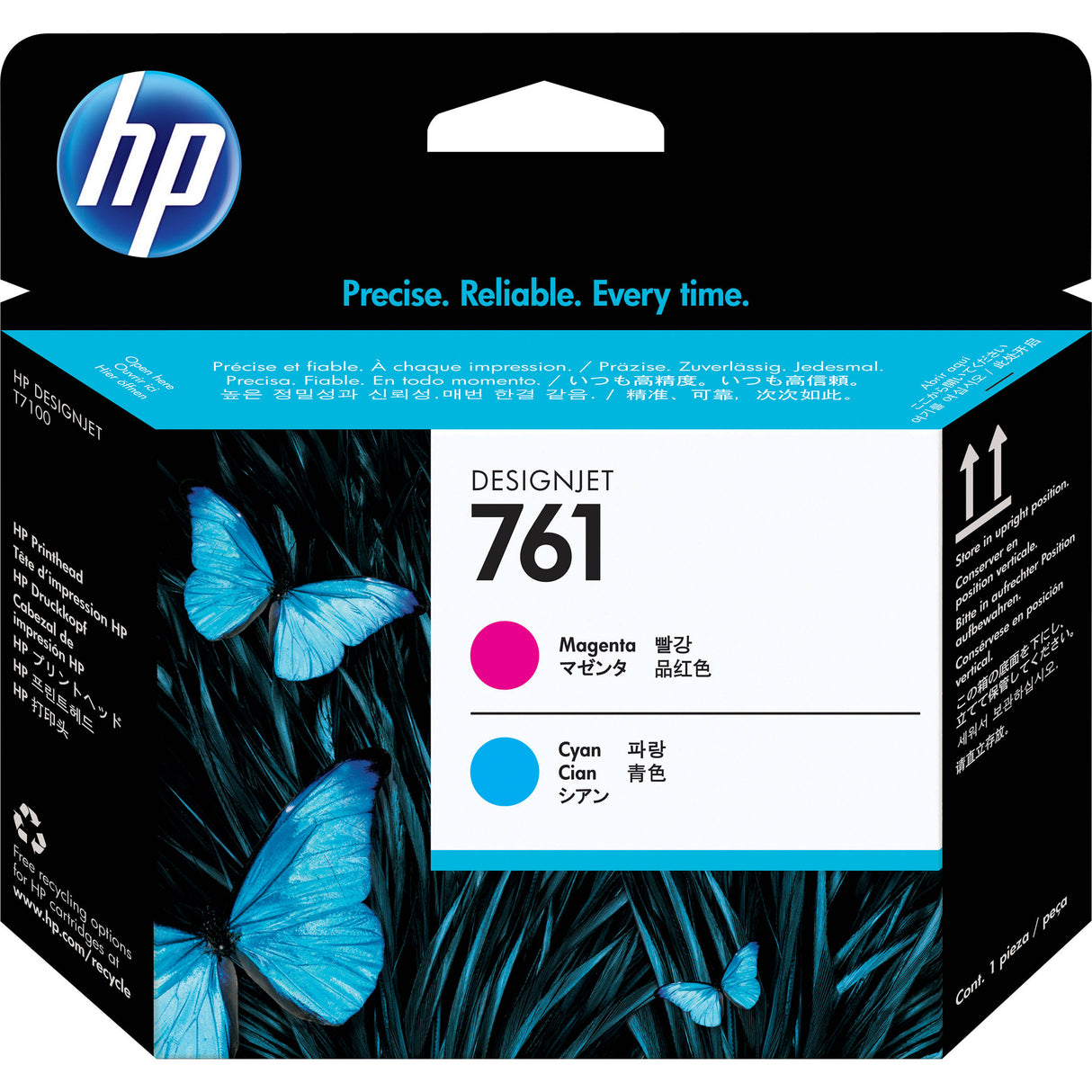 رأس الطابعة HP الأصلي باللون الأرجواني / السماوي 761