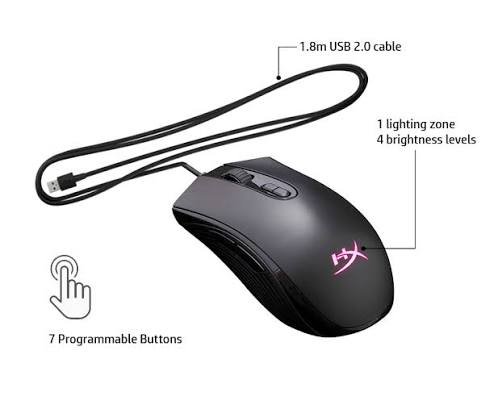 HyperX Pulsefire Core Black RGB Gaming Mouse, Wired, Black 4P4F8AA