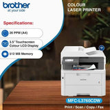 Brother Color Laser A4  Printer MFC-L3760CDW Print Scan Copy Fax,up to 26/27 ppm