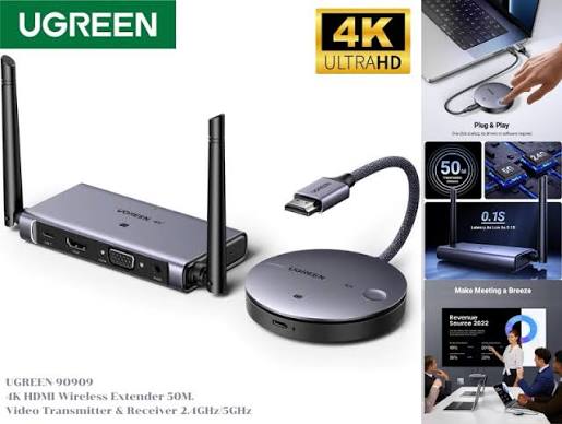 UGREEN HDMI Wireless Extender 50M.Video Transmitter & Receiver 2.4GHz/5GHz [90909N]