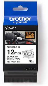 Brother Tape 12mm Black/White Flexible-ID TZE-FX231