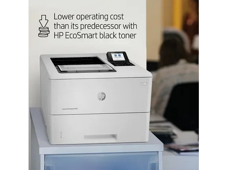 HP LaserJet Enterprise M507 printer with EcoSmart black toner, lower operating cost, office setting