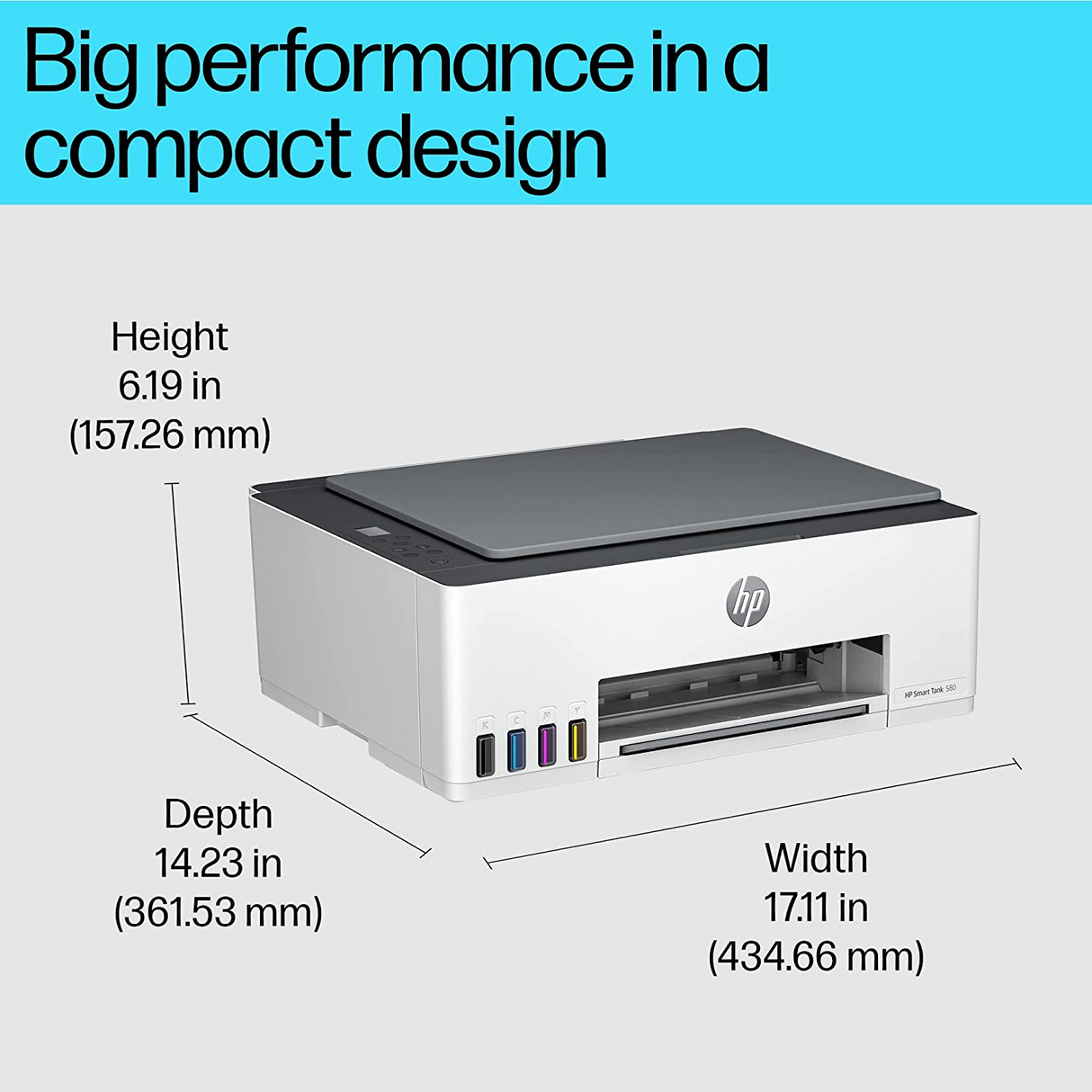 HP Printer Smart Tank 580/1F3Y2A Wireless All-in-One Multi-function Machine (Copy/Print/Scan)