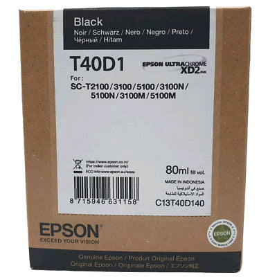 Epson Surecolor Ink T40D1 Ultra Chrome C13T40D140 Black 80ml / SC-T2100/3100/5100/3100n/5100n/3100m/5100m