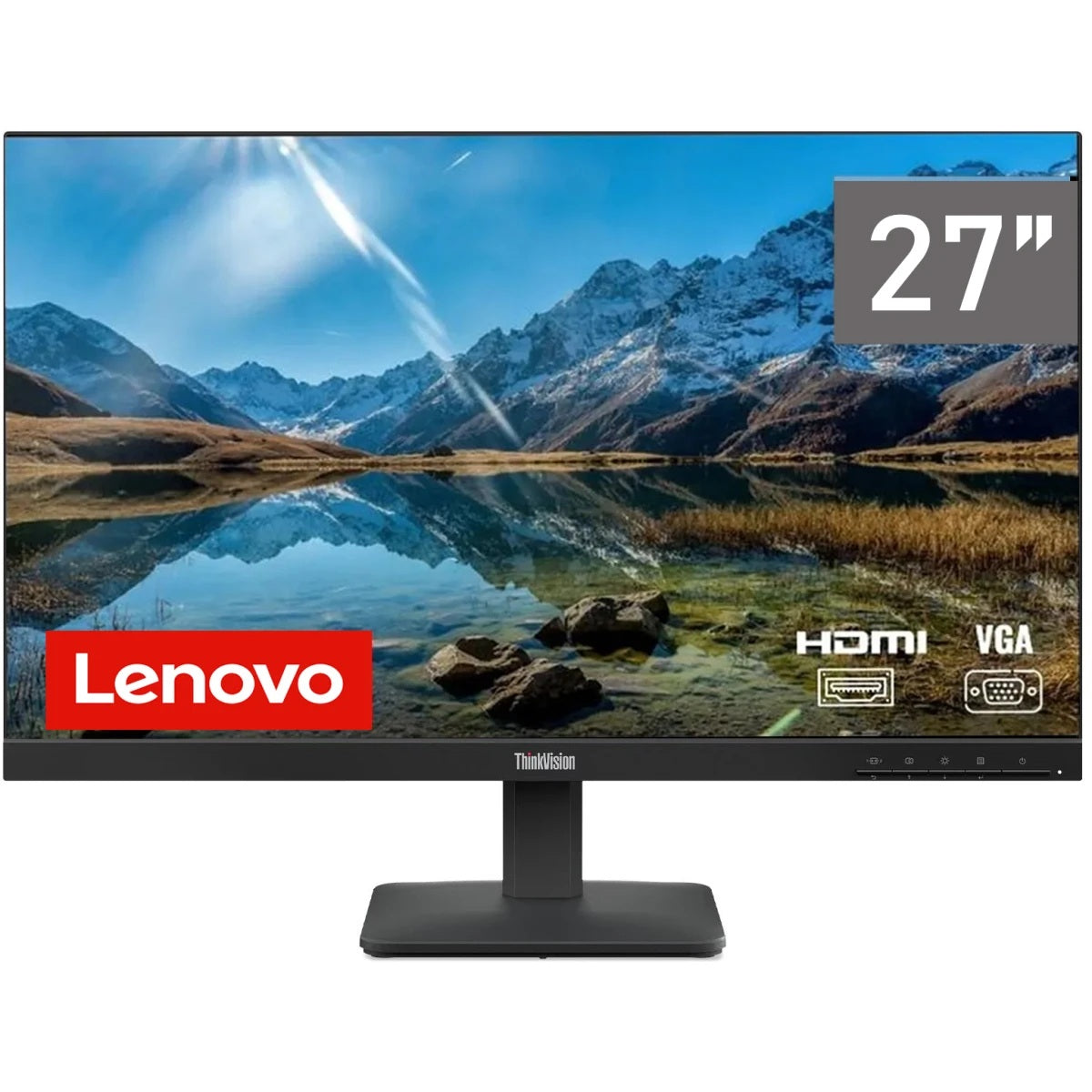 Lenovo ThinkVision Monitor | 64BEKAT1SD | S27-4e 27″ FHD IPS 100 Hz Display | VGA + HDMI | Black