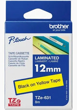 Brother Tape 12mm Black/ yellow - 8VA91390524 - TZE-631
