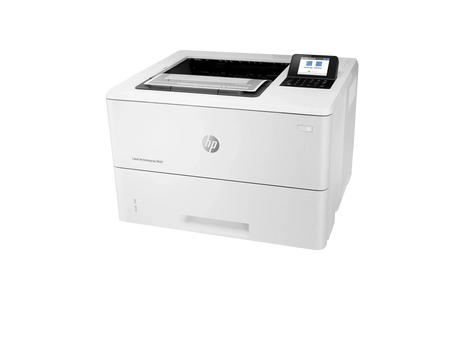 HP LaserJet Enterprise M507 monochrome laser printer with touchscreen display, ideal for office use in KSA